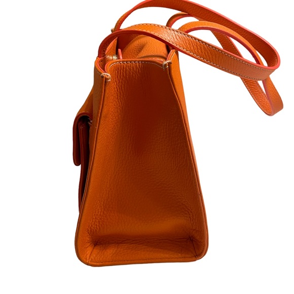 DOONEY & BURKE Orange Pebble Leather Rectangular Shoulder Bag - Picture 5 of 14
